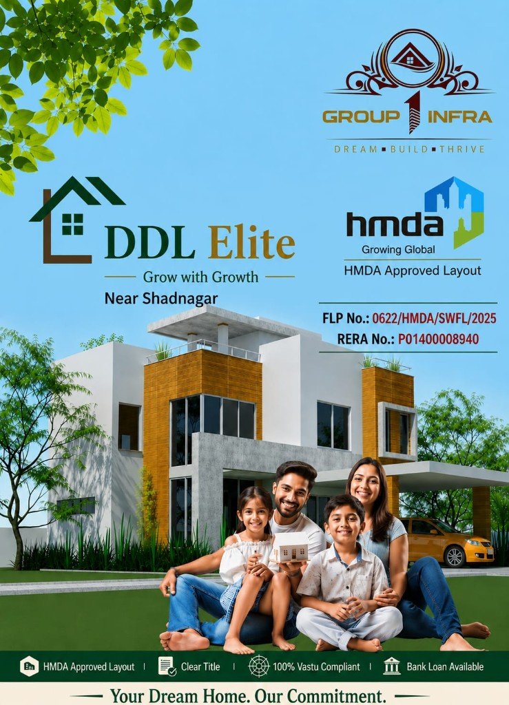 DDL Elite brochure cover — Near Shadnagar, HMDA Approved